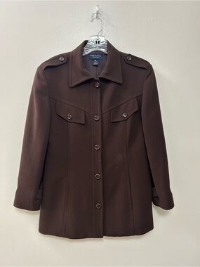 Anne Klein Chocolate Brown Coat with Button Down Front Size-10